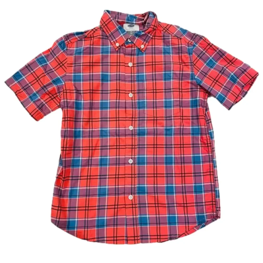 Old Navy Boy’s Multicolor Plaid Short Sleeve Button Down Shirt Size M/8